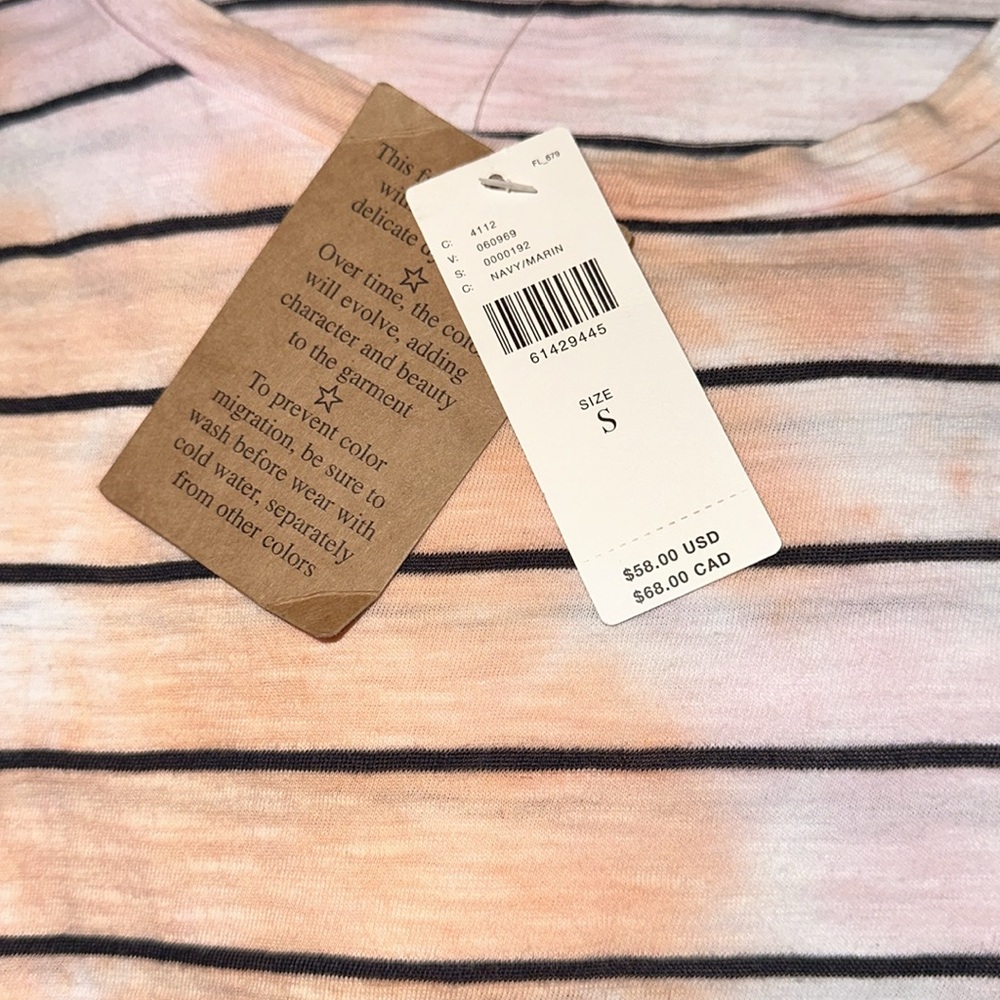 t.la Anthropologie Tie Dye Print Striped Short Sleeve Crewneck T-Shirt - Picture 11 of 11